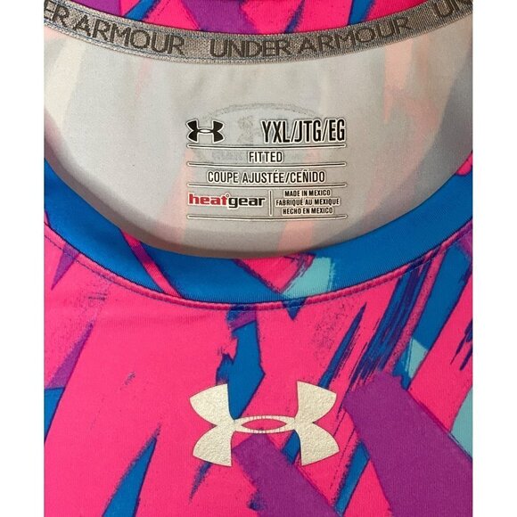 UNDER ARMOUR HeatGear Performance Tee Youth XL 80's Abstract Style 1237859 Multi - Picture 6 of 12